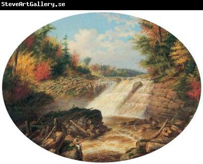 Cornelius Krieghoff A Jam of Saw Logs on the Upper Fall in the Little Shawanagan River [Sic] - 20 Miles Above Three Rivers,